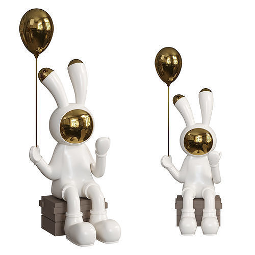 Rabbit Handicraft Decoration Sculpture 02 3D model