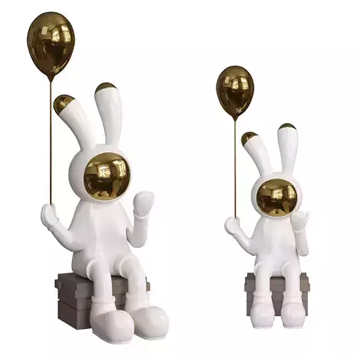 Rabbit Handicraft Decoration Sculpture 02 3D model