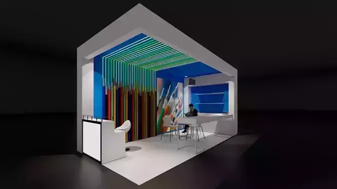 Exhibition model booth with walls