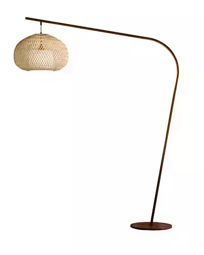 Rattan Bamboo Floor Lamp   Modern Wicker Standing Lamp