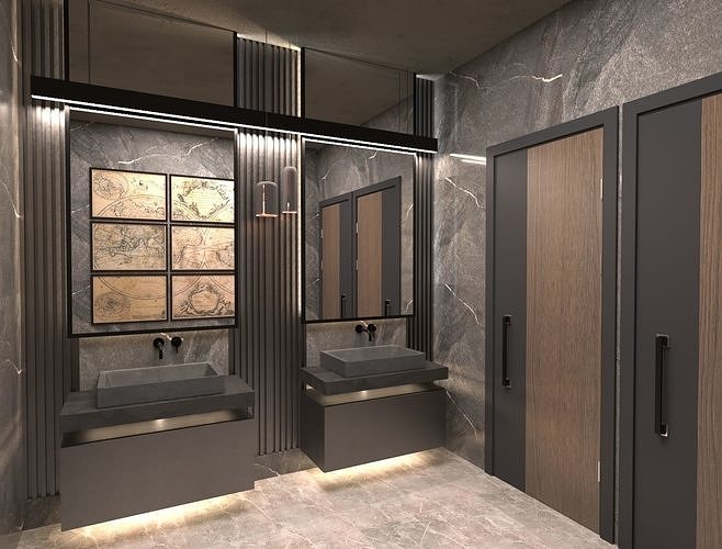 RESTAURANT RESTROOM DESIGN 3D model