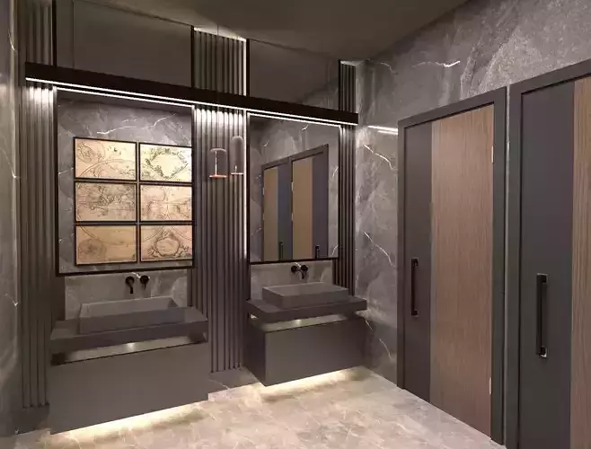 RESTAURANT RESTROOM DESIGN 3D model