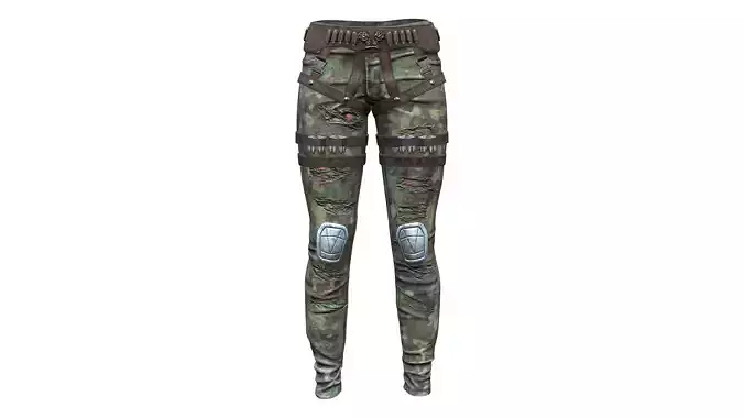 Heavy Worn Camouflage Combat Pants
