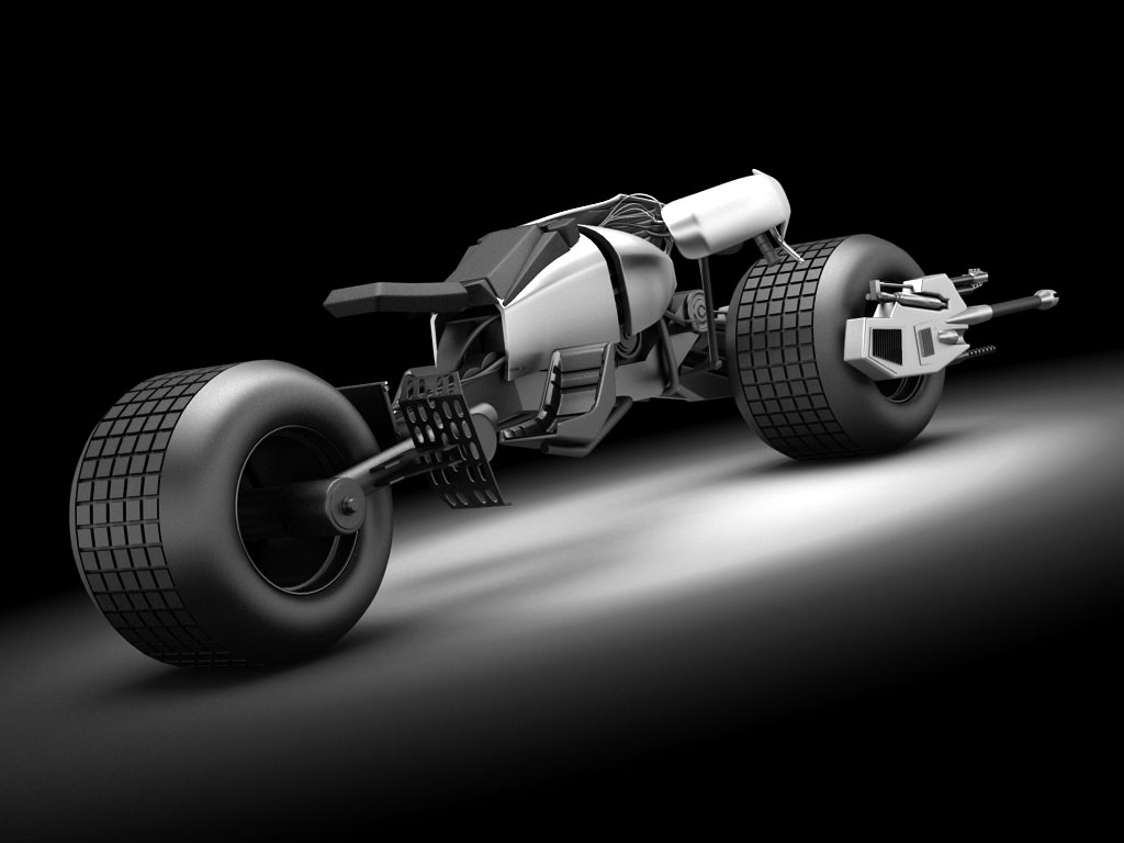 Batpod futuristic motorcycle with wheels 3D model_1