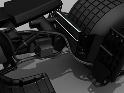 Batpod futuristic motorcycle with wheels 3D model_9