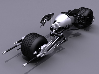 Batpod futuristic motorcycle with wheels 3D model_3