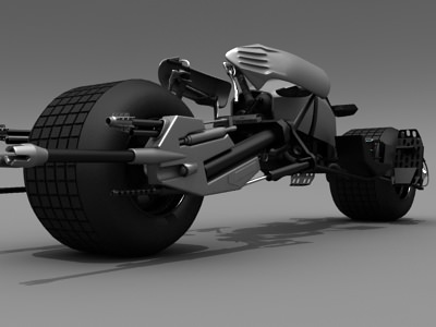 Batpod futuristic motorcycle with wheels 3D model_5