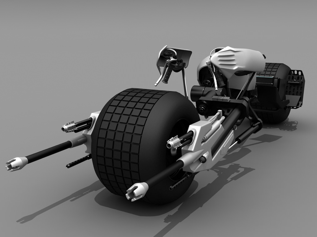 Batpod futuristic motorcycle with wheels 3D model_4