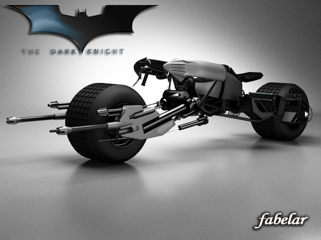 Batpod futuristic motorcycle with wheels 3D model_2