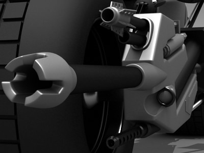 Batpod futuristic motorcycle with wheels 3D model_21