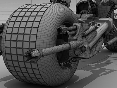 Batpod futuristic motorcycle with wheels 3D model_24