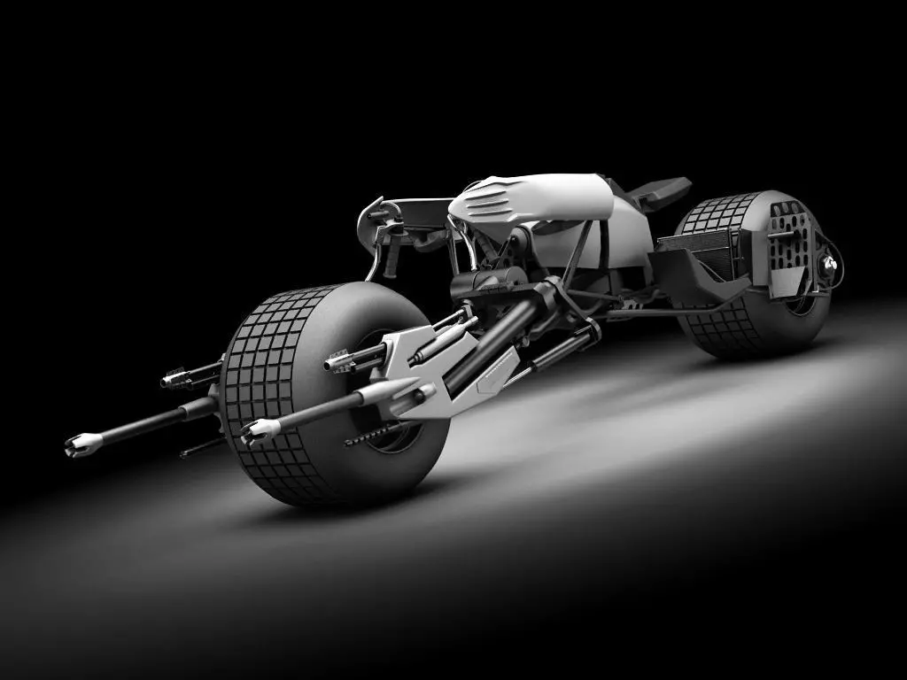Batpod futuristic motorcycle with wheels 3D model_0