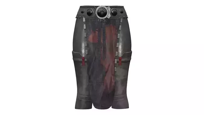 Metal Belt Loin Cloth Decorated Black Leather Tight Pants Low-poly 3D model