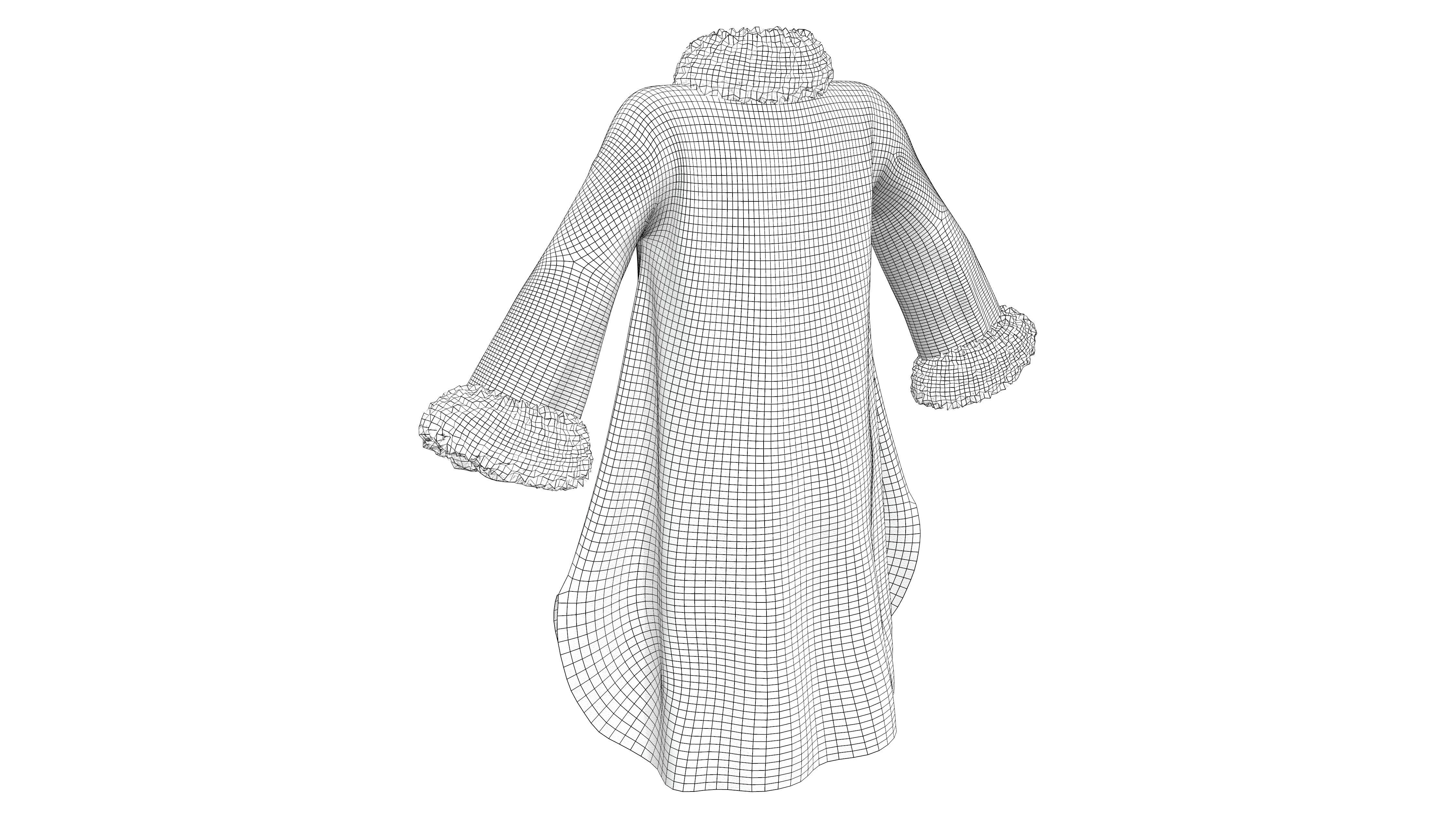 Fur Neck and Sleeves Coat Low-poly 3D model_8