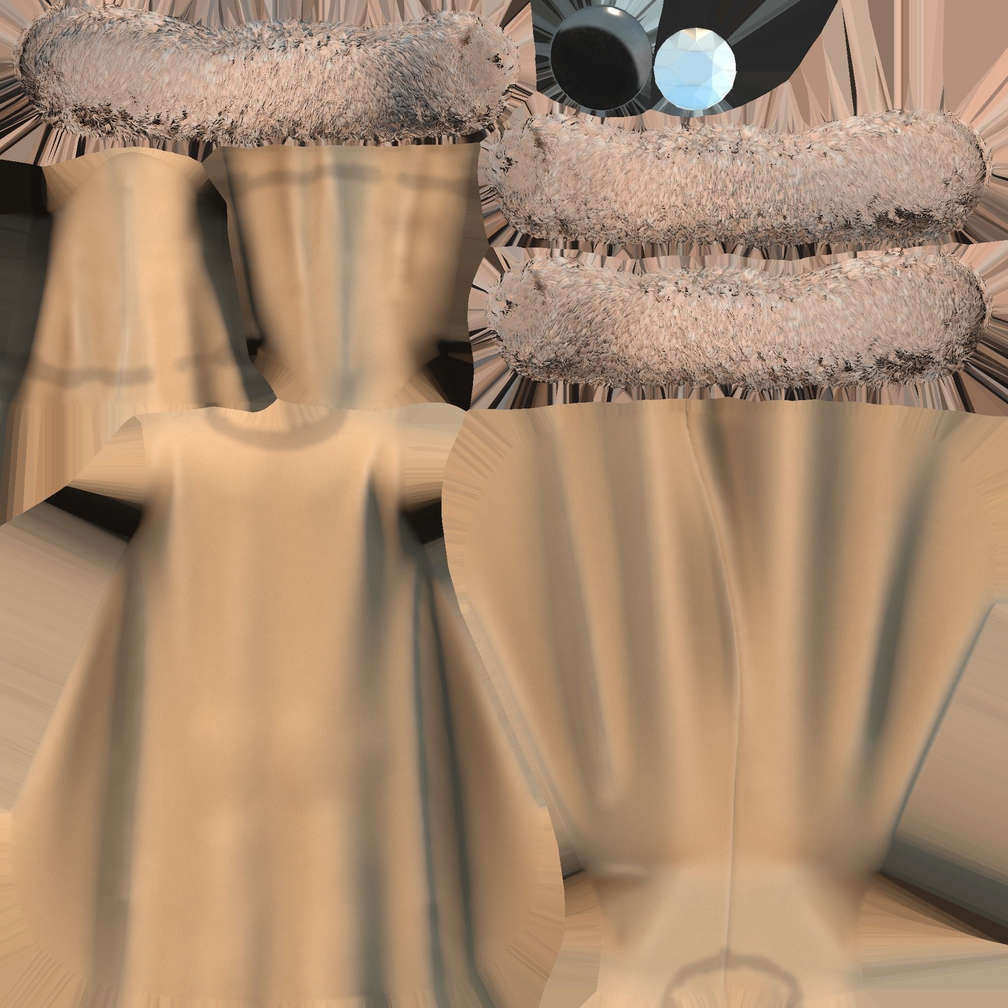 Fur Neck and Sleeves Coat Low-poly 3D model_10