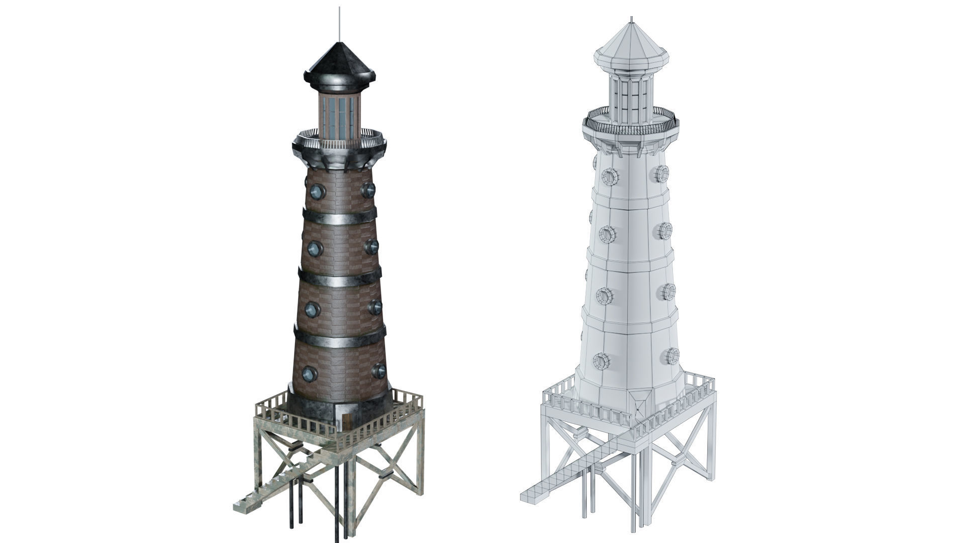 Lighthouse 07 Low-poly 3D model_7