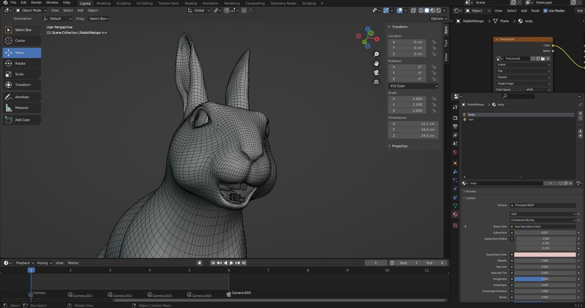 Fur Rabbit Rigged and Animation in Blender Low-poly 3D model_23