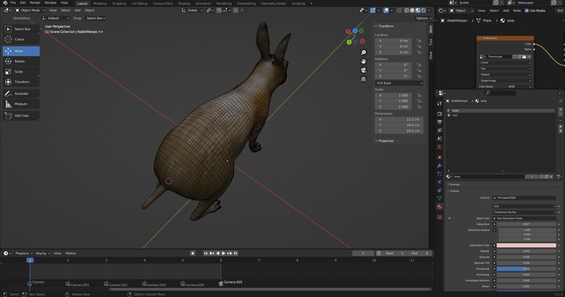 Fur Rabbit Rigged and Animation in Blender Low-poly 3D model_18