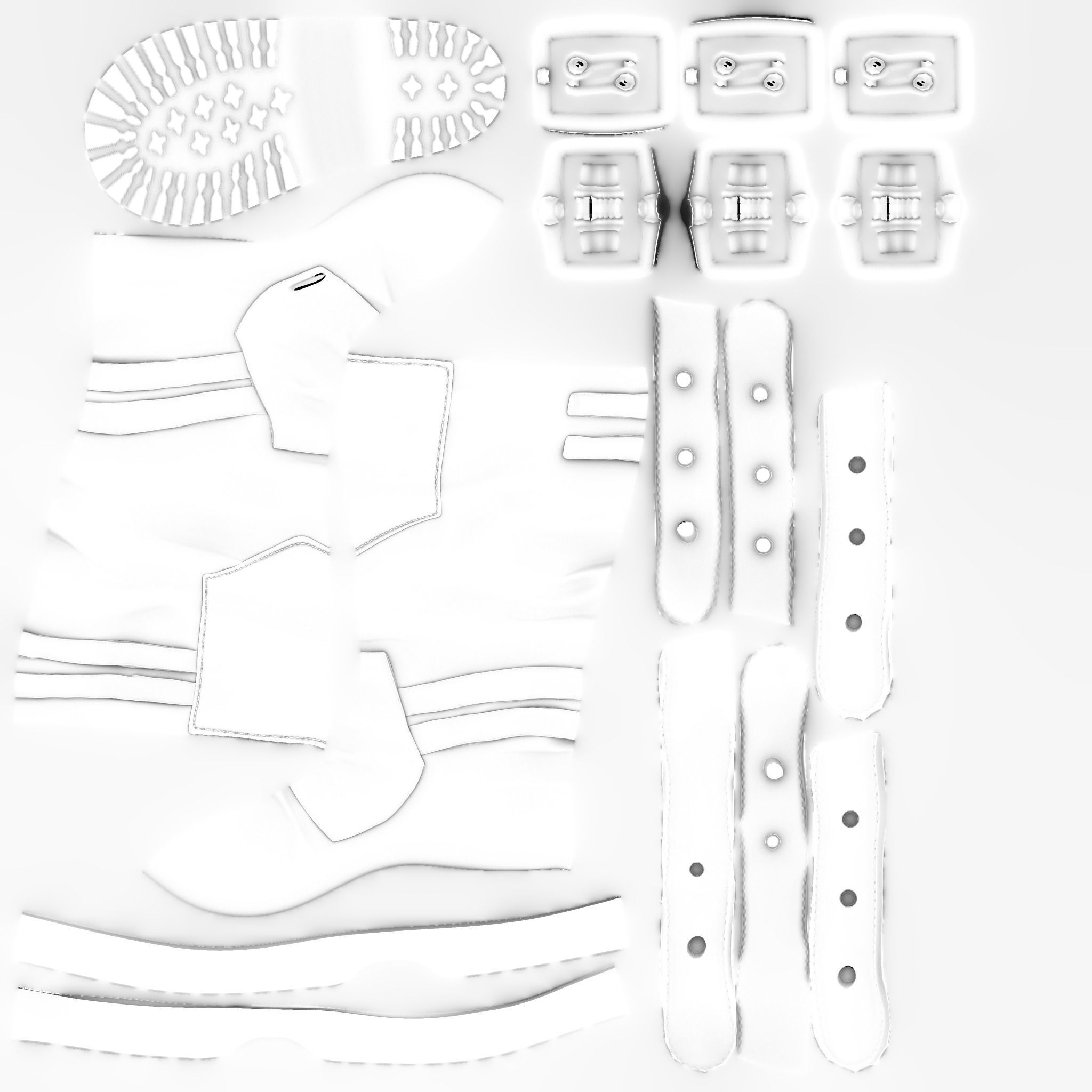 Flat Rider and Combat Boots Low-poly 3D model_12