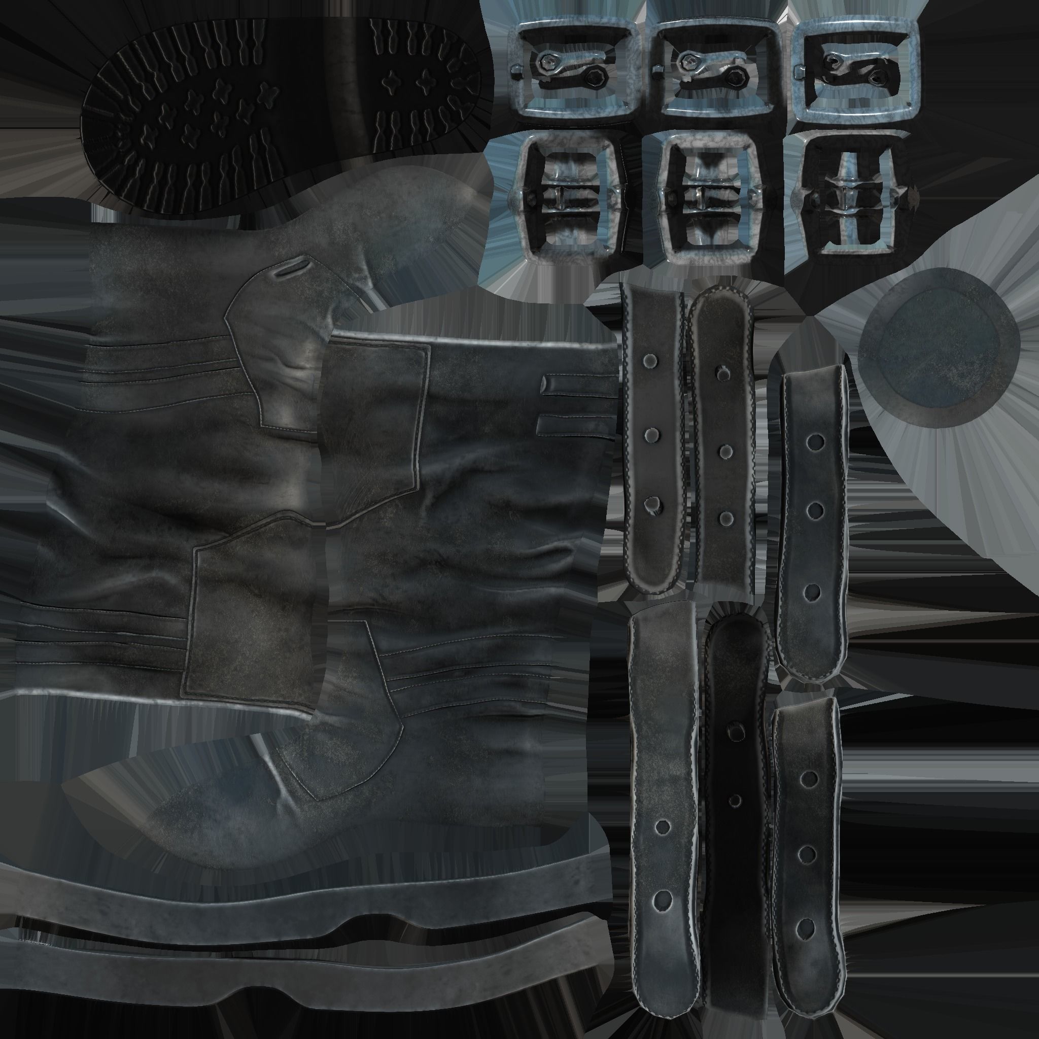 Flat Rider and Combat Boots Low-poly 3D model_9