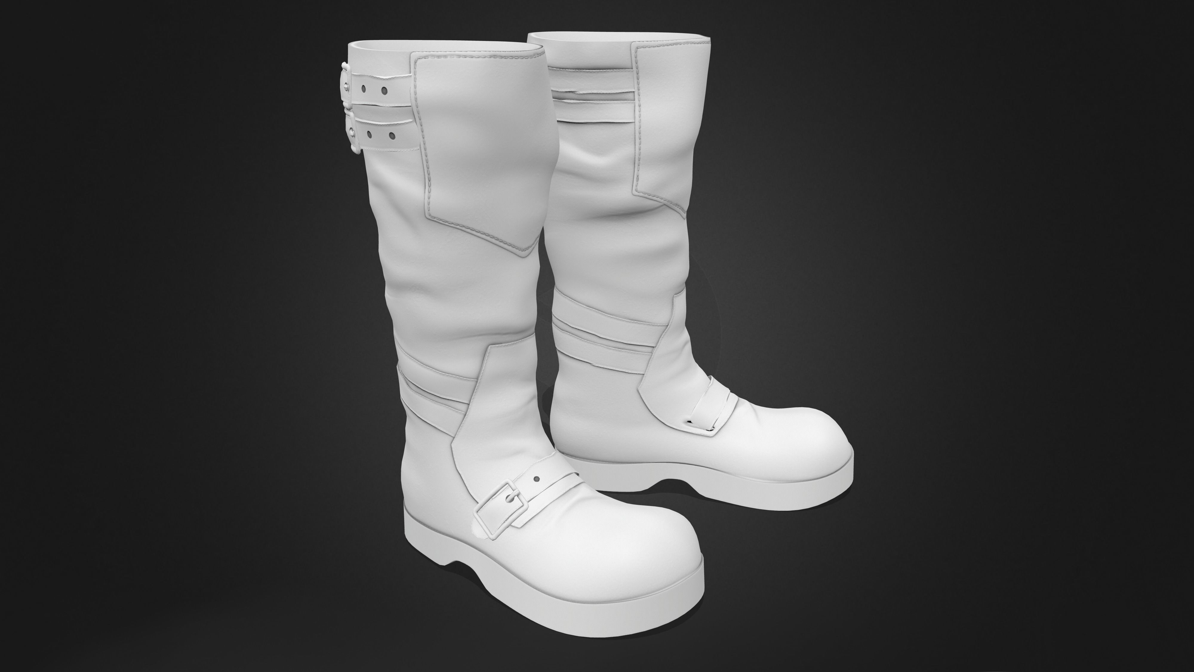 Flat Rider and Combat Boots Low-poly 3D model_8
