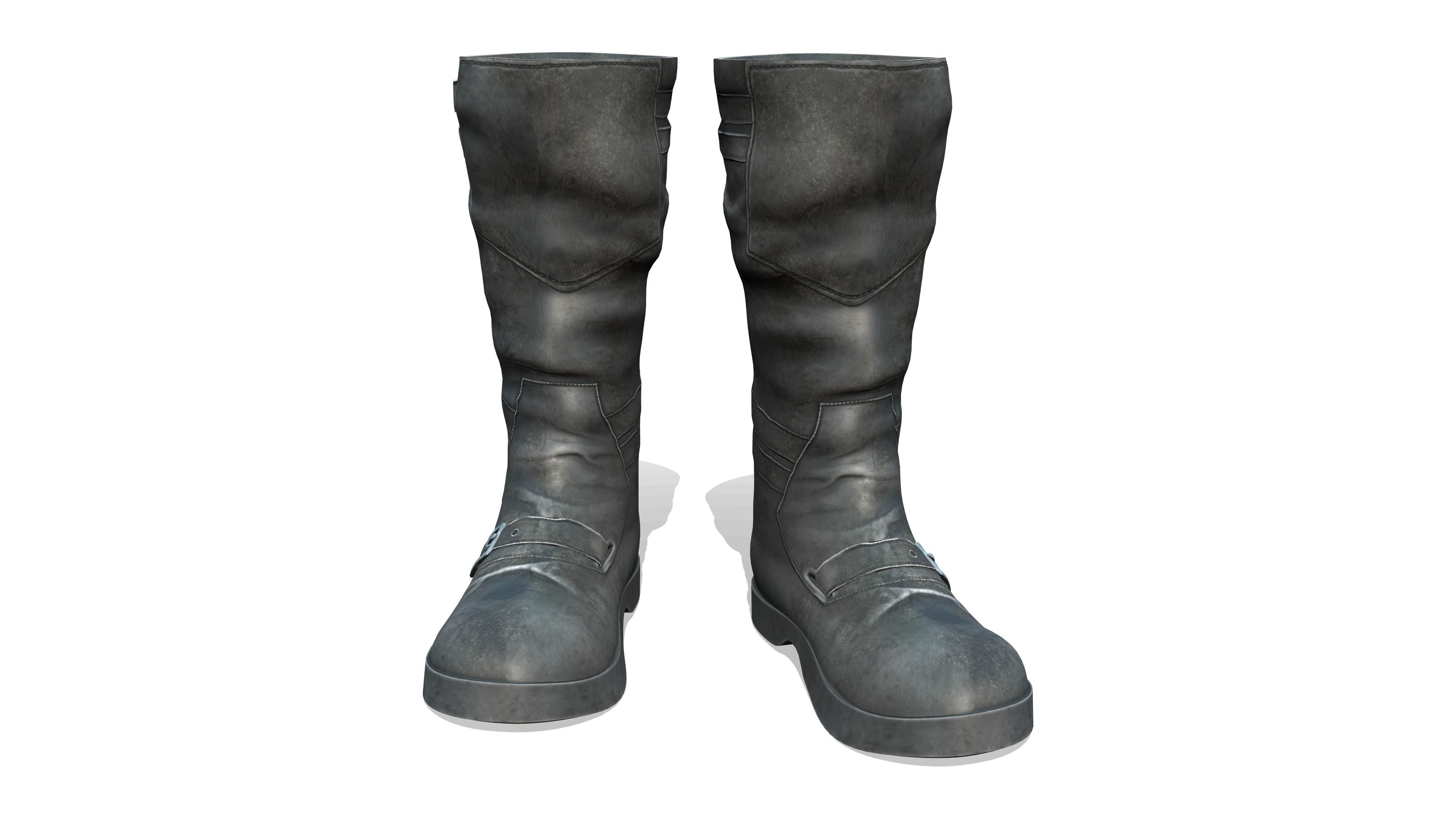 Flat Rider and Combat Boots Low-poly 3D model_2