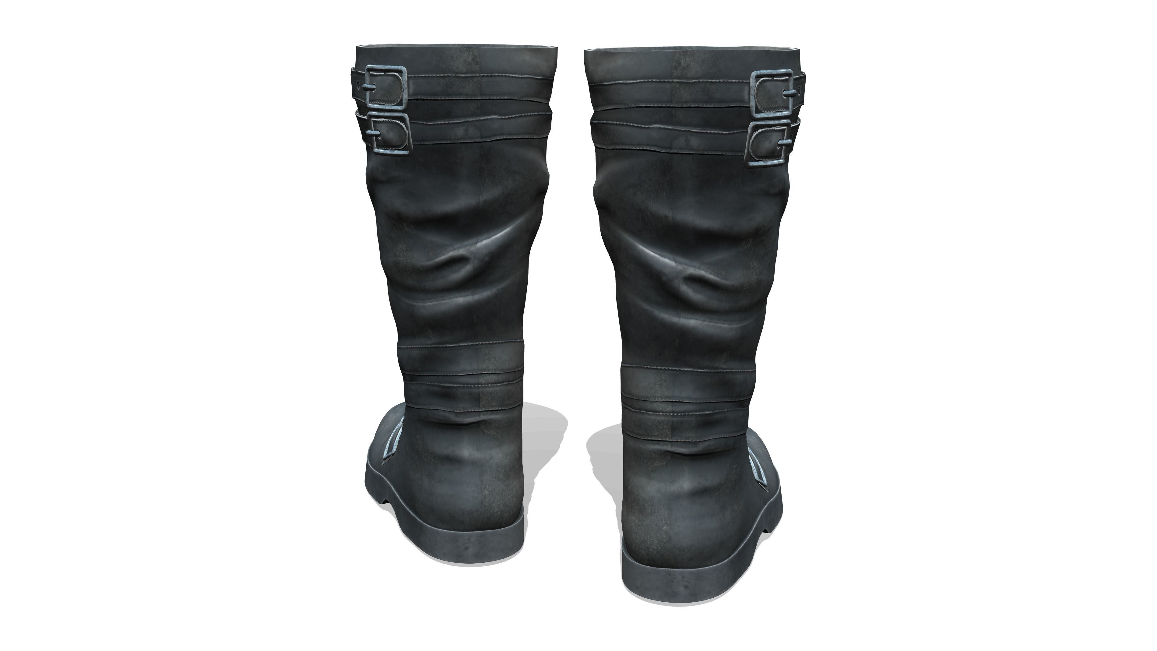 Flat Rider and Combat Boots Low-poly 3D model_4
