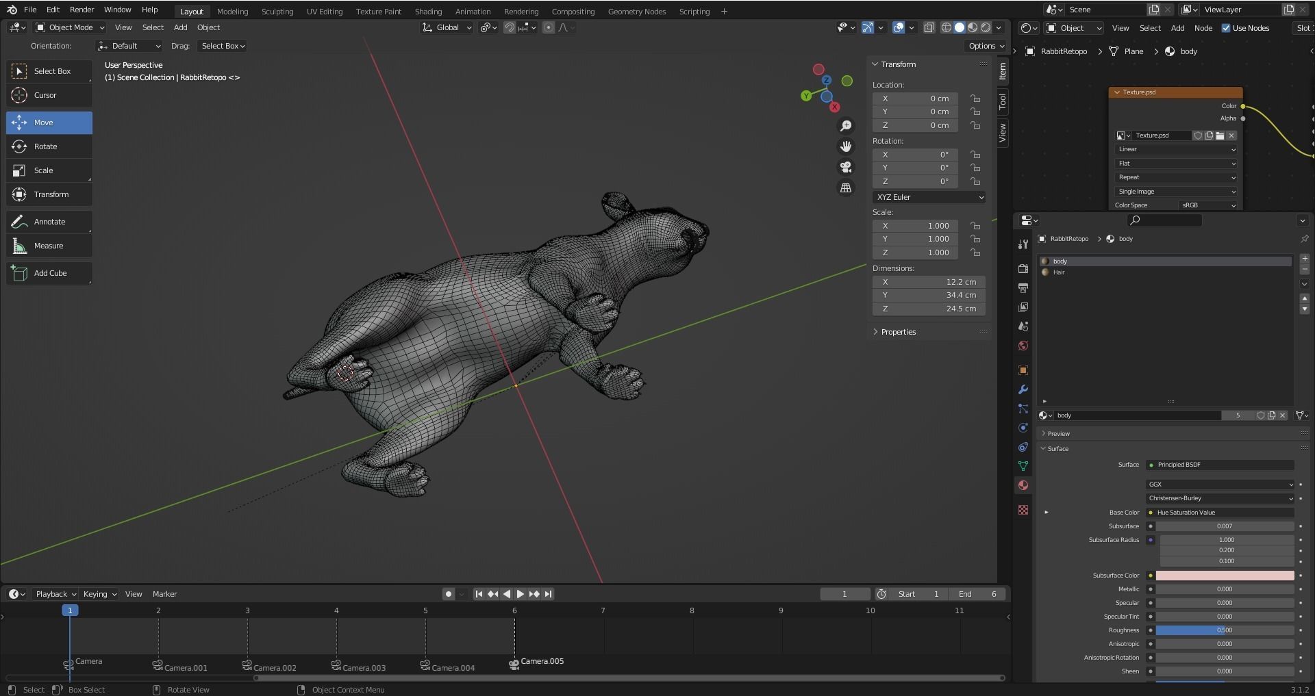 Fur Rabbit Gray V02 Rigged and Animation  Low-poly 3D model_22