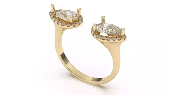 2 Pears Halo Ring