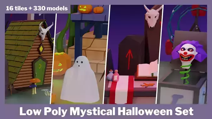 Low Poly Mystical Halloween Set Low-poly 3D model