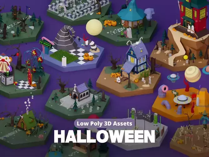 Low Poly Mystical Halloween Set