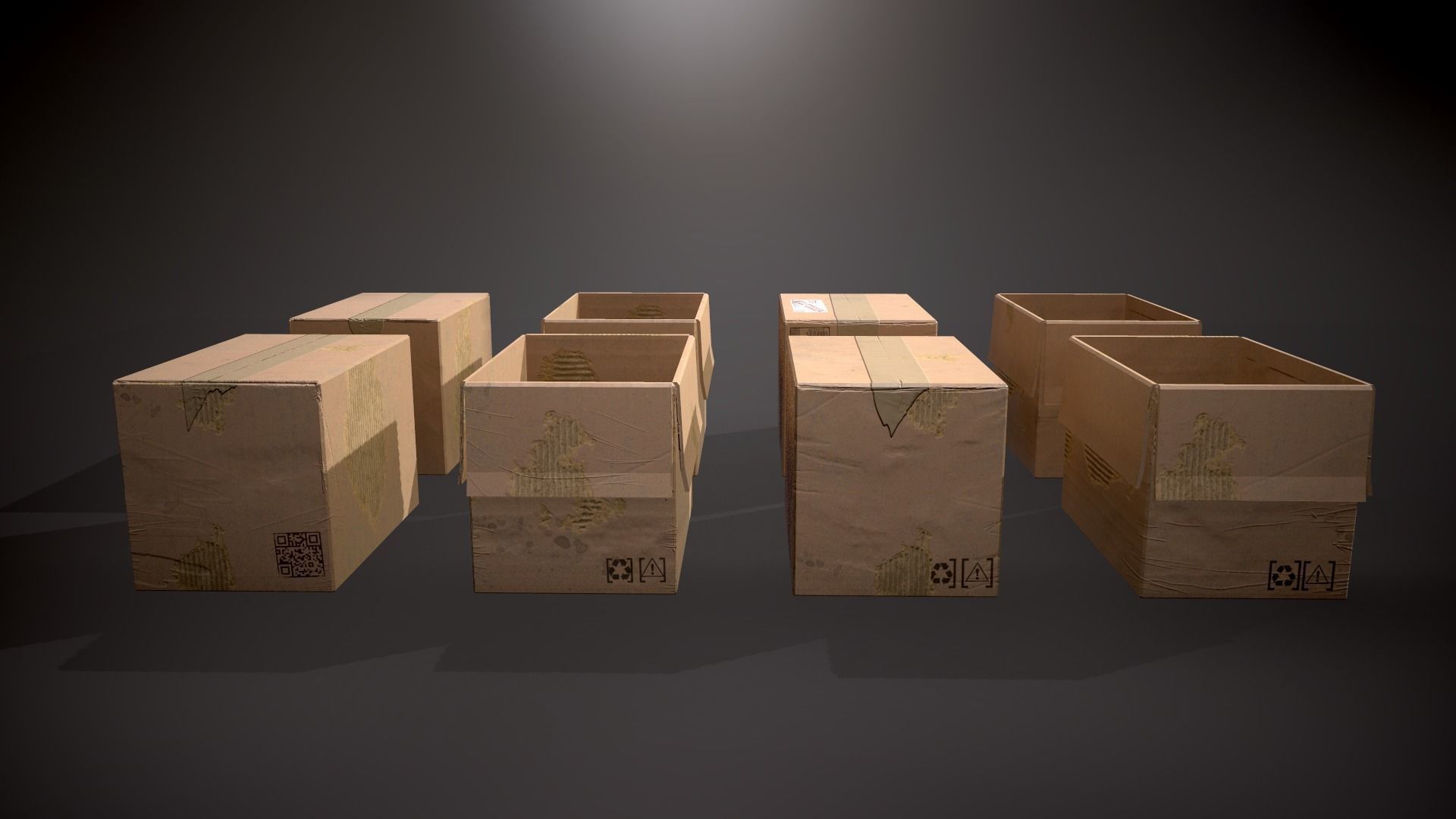 Cardboard Boxes Low-poly 3D model_11