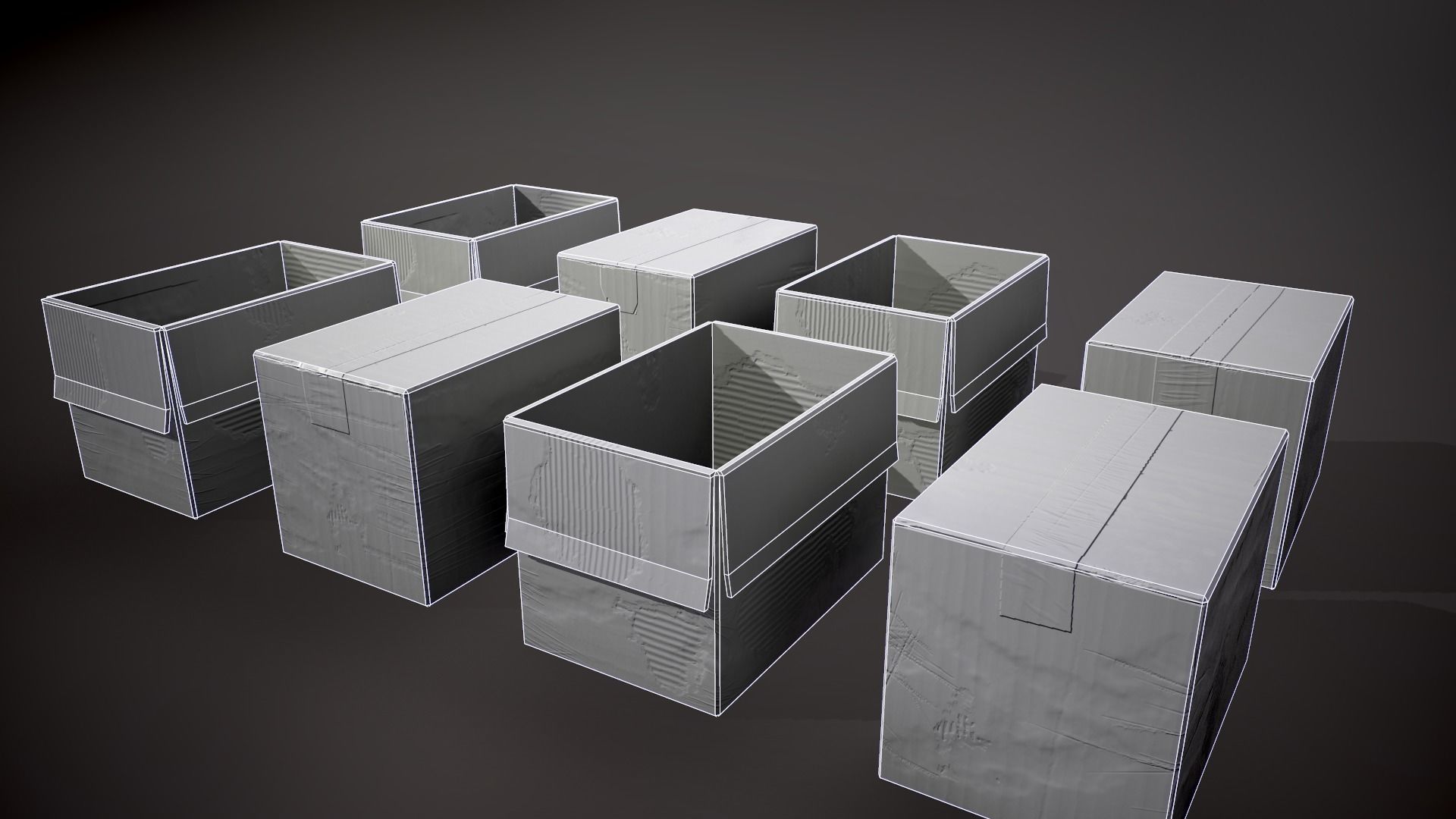Cardboard Boxes Low-poly 3D model_5
