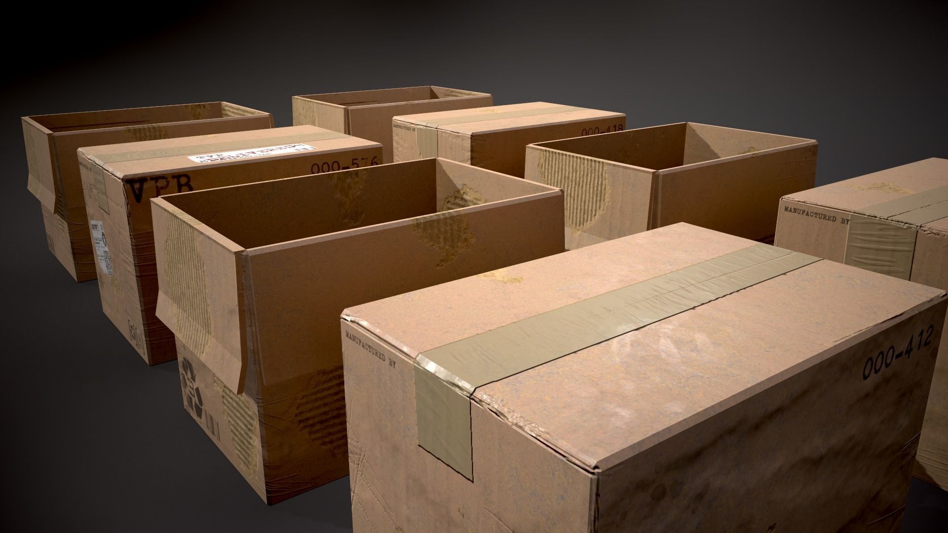 Cardboard Boxes Low-poly 3D model_13