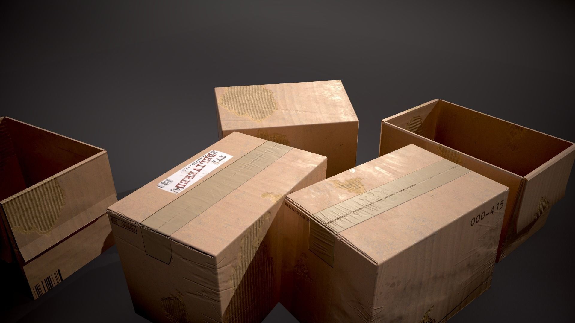 Cardboard Boxes Low-poly 3D model_19