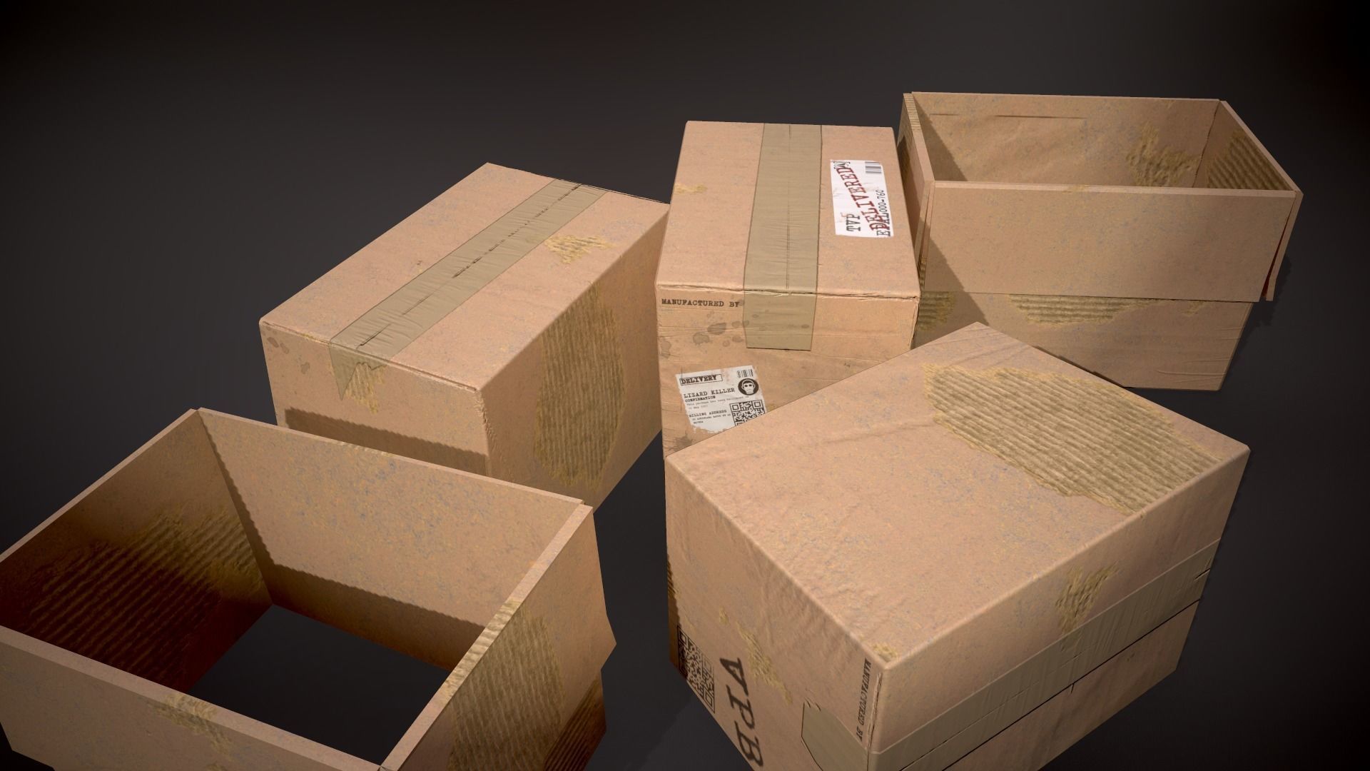 Cardboard Boxes Low-poly 3D model_20