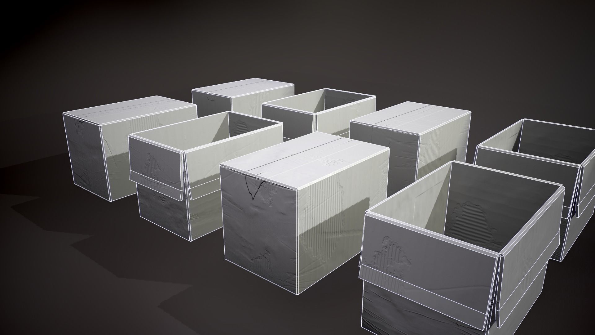Cardboard Boxes Low-poly 3D model_21