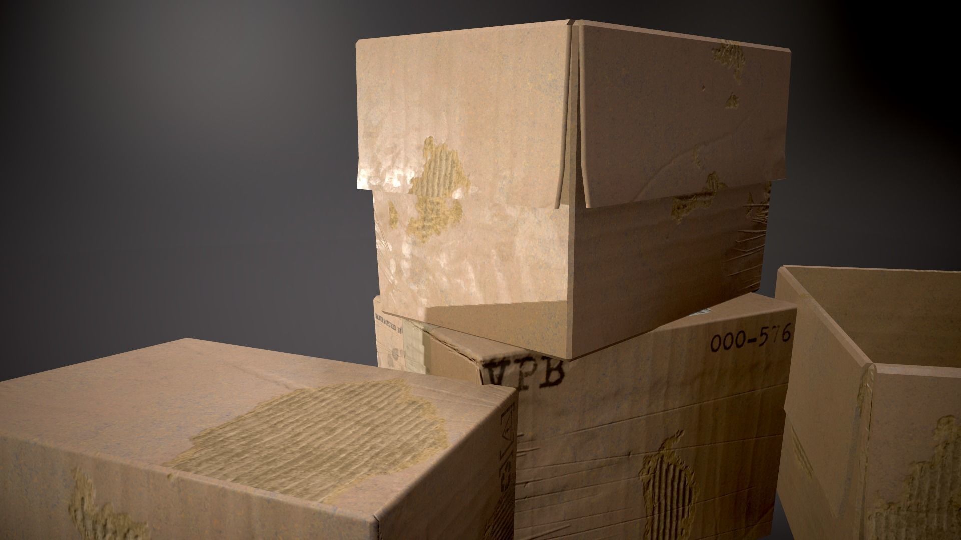 Cardboard Boxes Low-poly 3D model_9