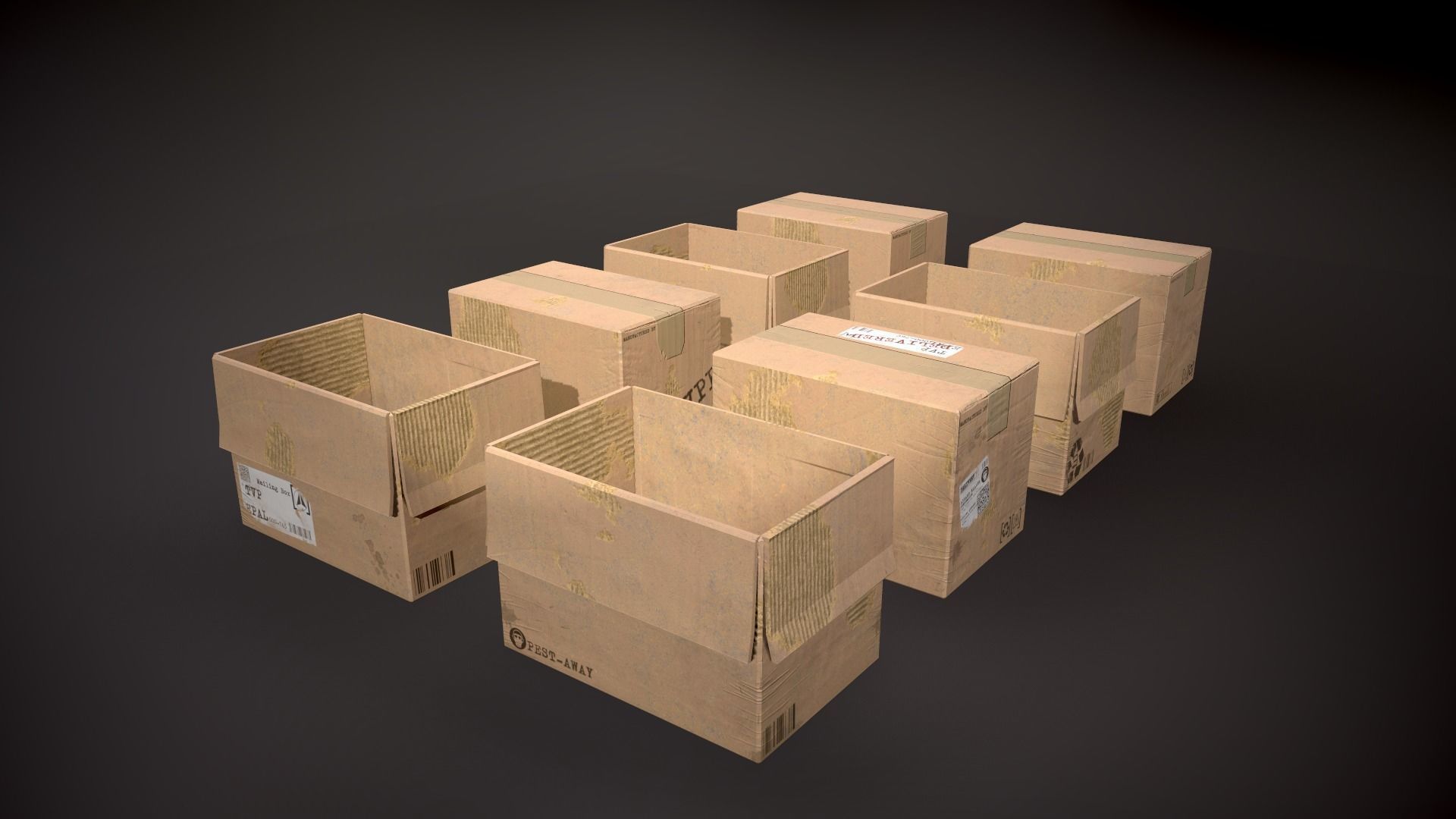 Cardboard Boxes Low-poly 3D model_12