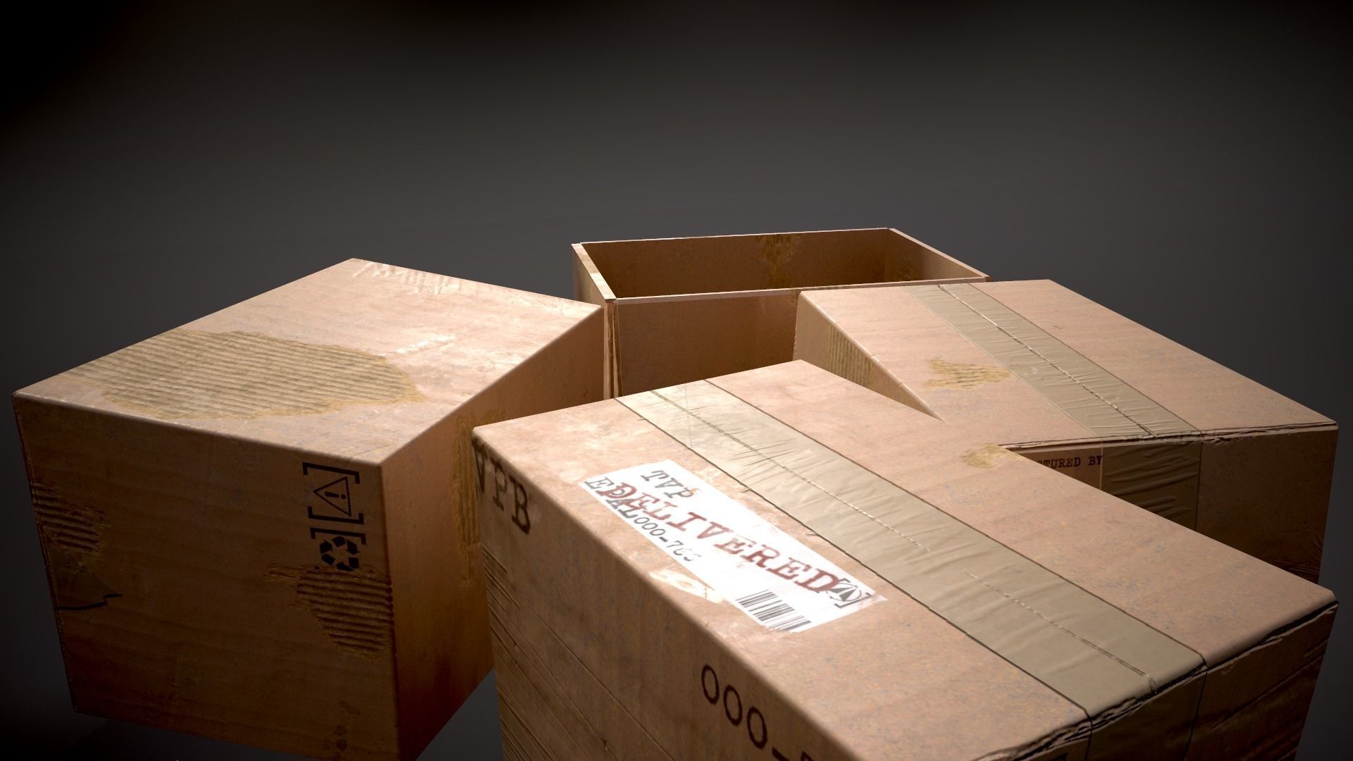 Cardboard Boxes Low-poly 3D model_8