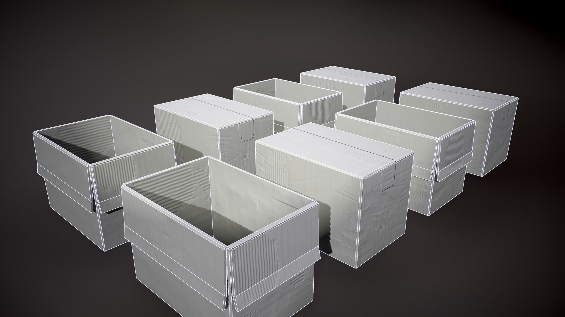 Cardboard Boxes Low-poly 3D model_22