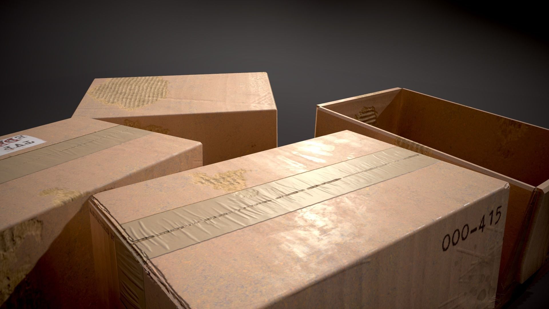 Cardboard Boxes Low-poly 3D model_10
