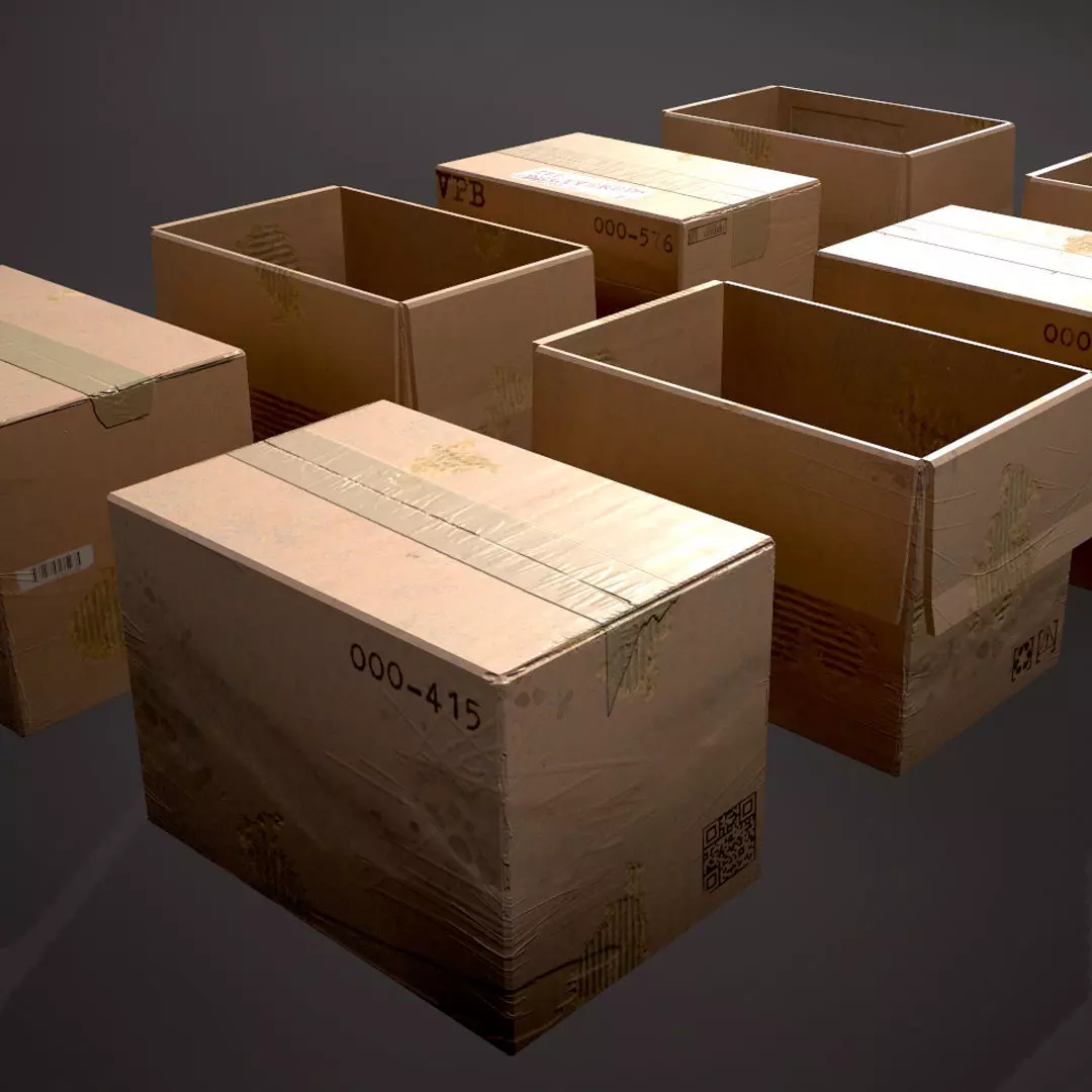 Cardboard Boxes Low-poly 3D model_0