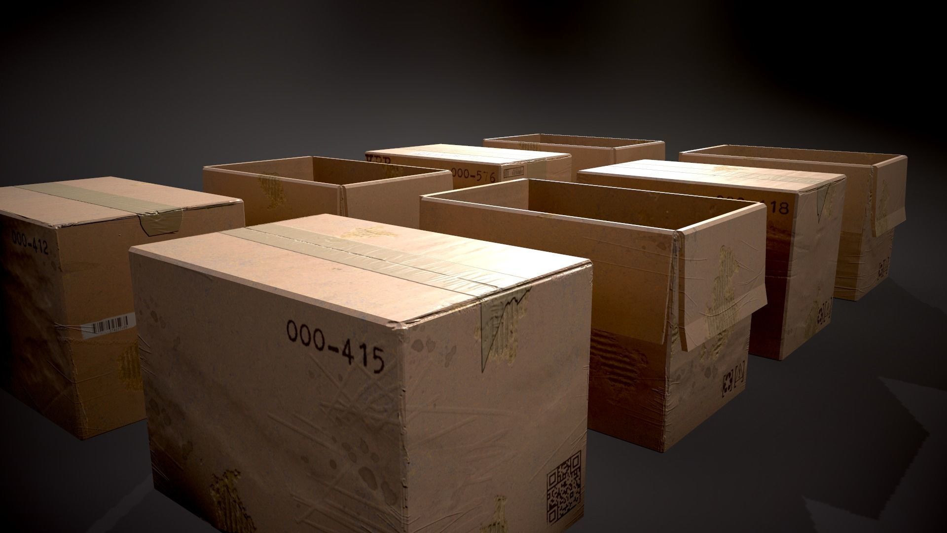 Cardboard Boxes Low-poly 3D model_3
