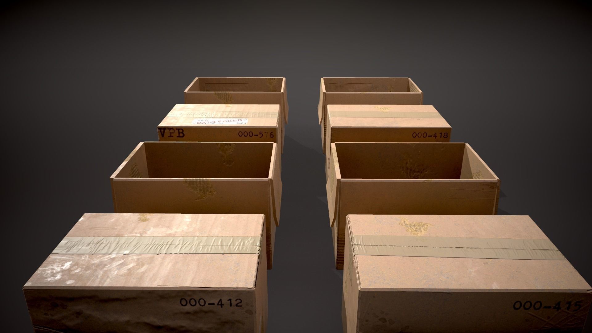 Cardboard Boxes Low-poly 3D model_14