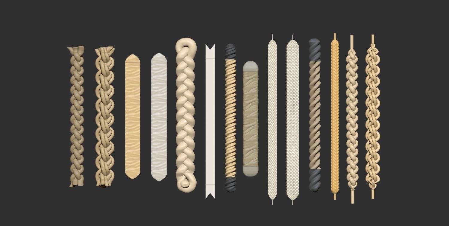 40 ROPE IMM BRUSHES FOR ZBRSUH HIGH and LOWPOLY Low-poly 3D model_3