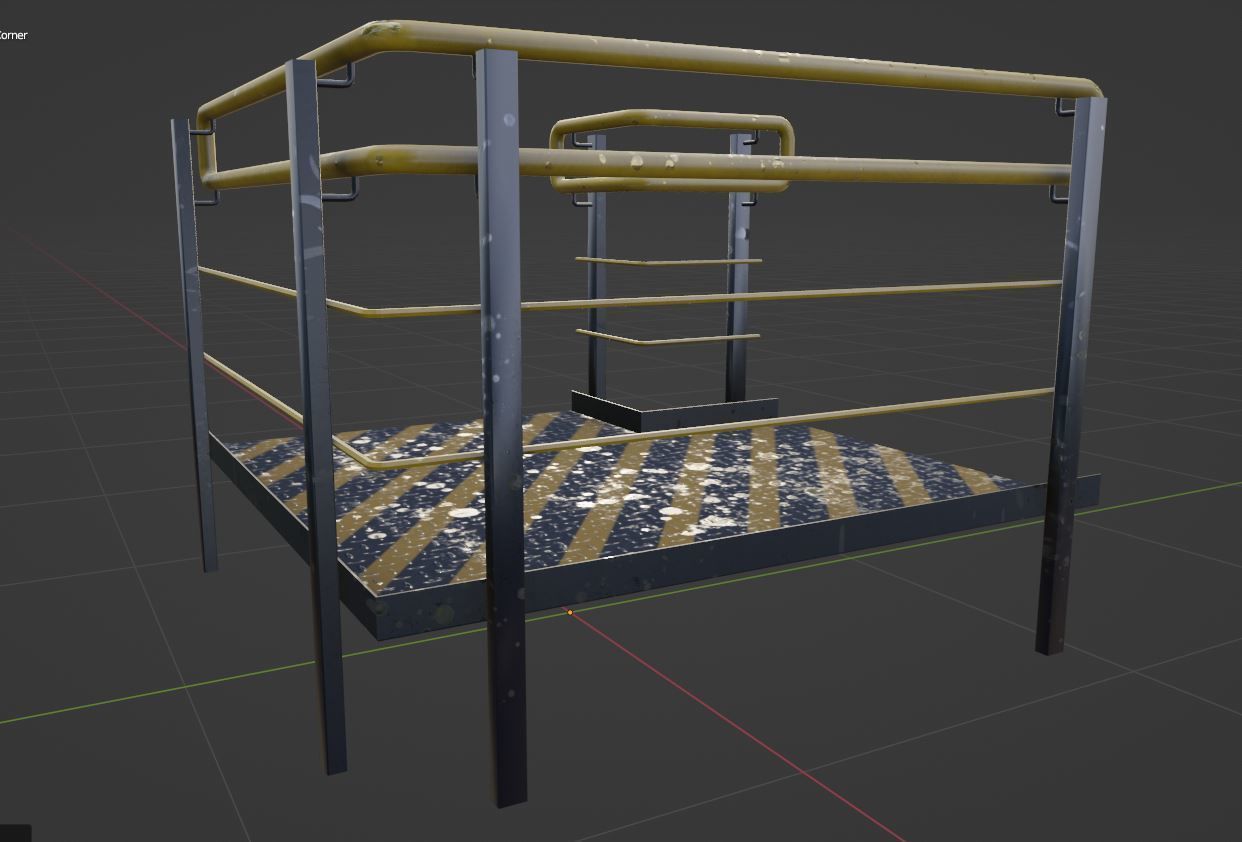 Set Ramp PBR metal ladder with stripes 3D Model Collection_14