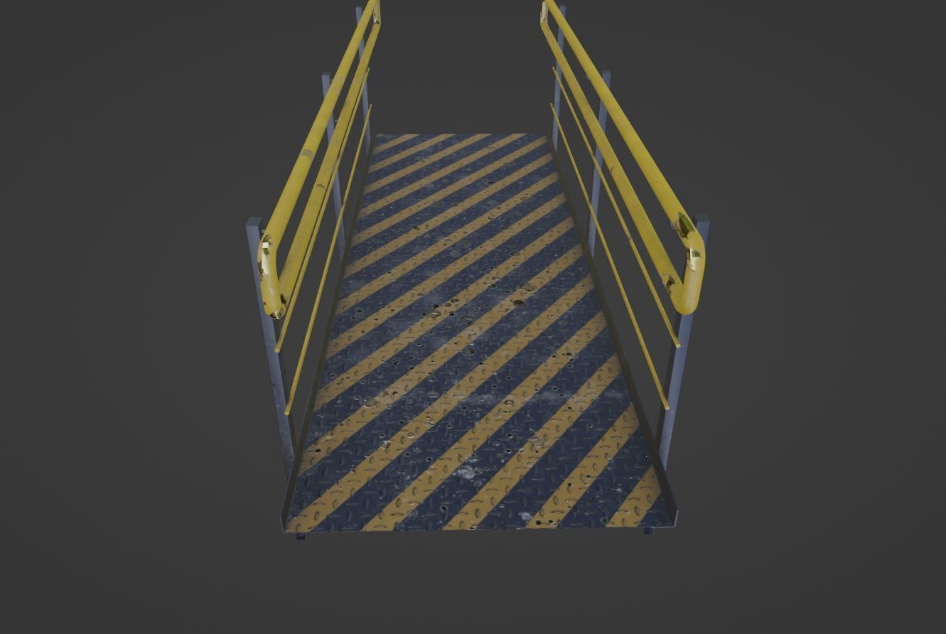 Set Ramp PBR metal ladder with stripes 3D Model Collection_38