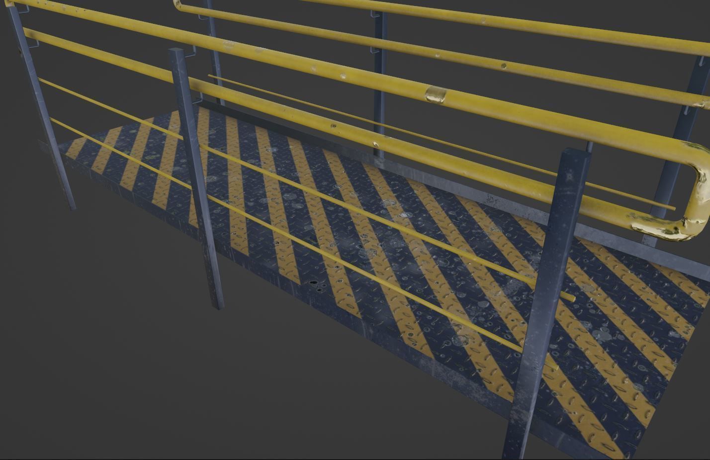 Set Ramp PBR metal ladder with stripes 3D Model Collection_42