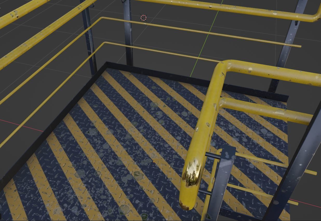 Set Ramp PBR metal ladder with stripes 3D Model Collection_17